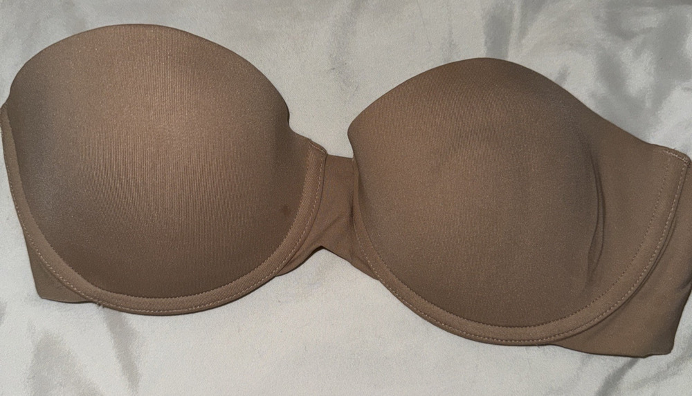 Modern Movement 34C Bra Beige Lined Strapless Underwire Back Closure
